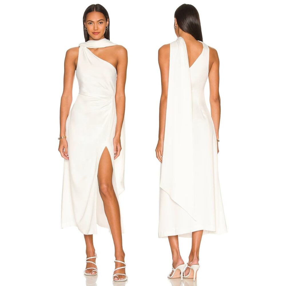 Misha Estra Dress Scarf One Shoulder Formal Bridal Wedding Party Graduation L